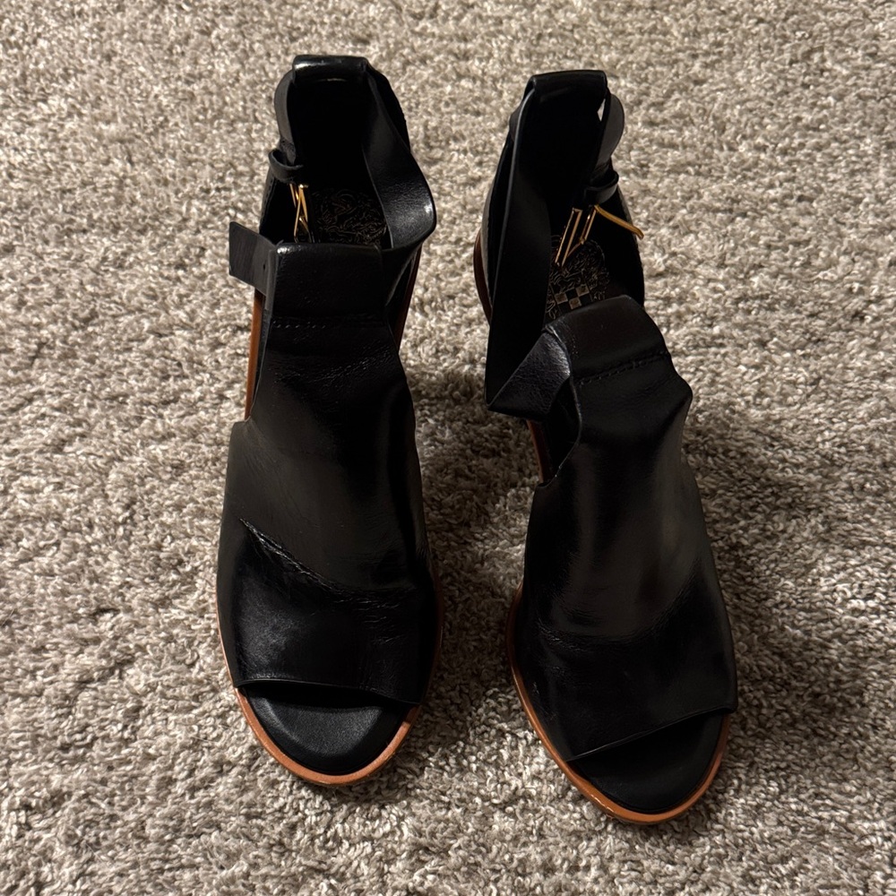 Vince Camuto Black Leather Mules